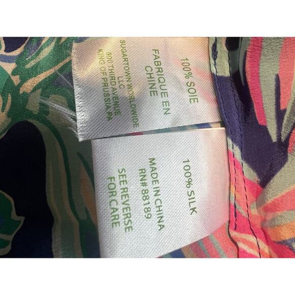 Lilly Pulitzer Maisy Halter Tank Top Blouse Silk Solar Blue Night Swimming XS - Picture 7 of 7